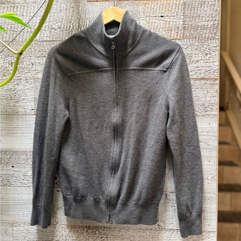 🏷 Banana Republic | Extra Fine Merino Wool Full-Zip Sweater - Men's M, Gray